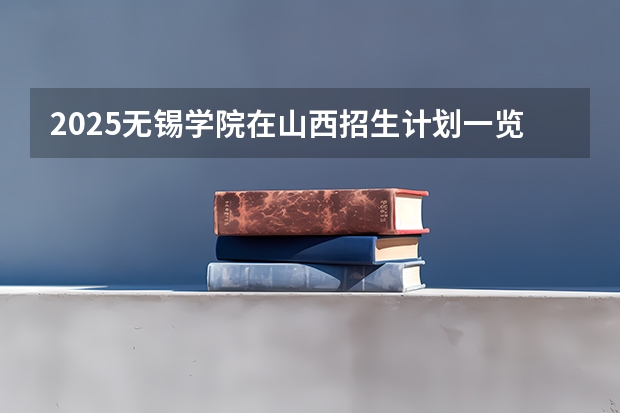 2025无锡学院在山西招生计划一览表